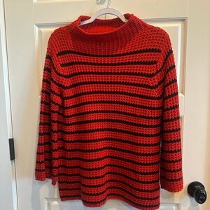 New Directions mock neck stripe bell sleeve Sweater